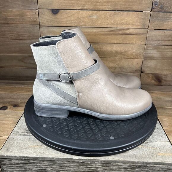 NAOT Women Size 7 Taupe Briza Radiant Leather Buckle Ankle Booties - Picture 1 of 10